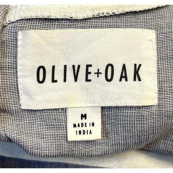 Olive + Oak Sheath Dress Womens Medium White Blue Striped Sleeveless Tie Waist - Picture 6 of 8